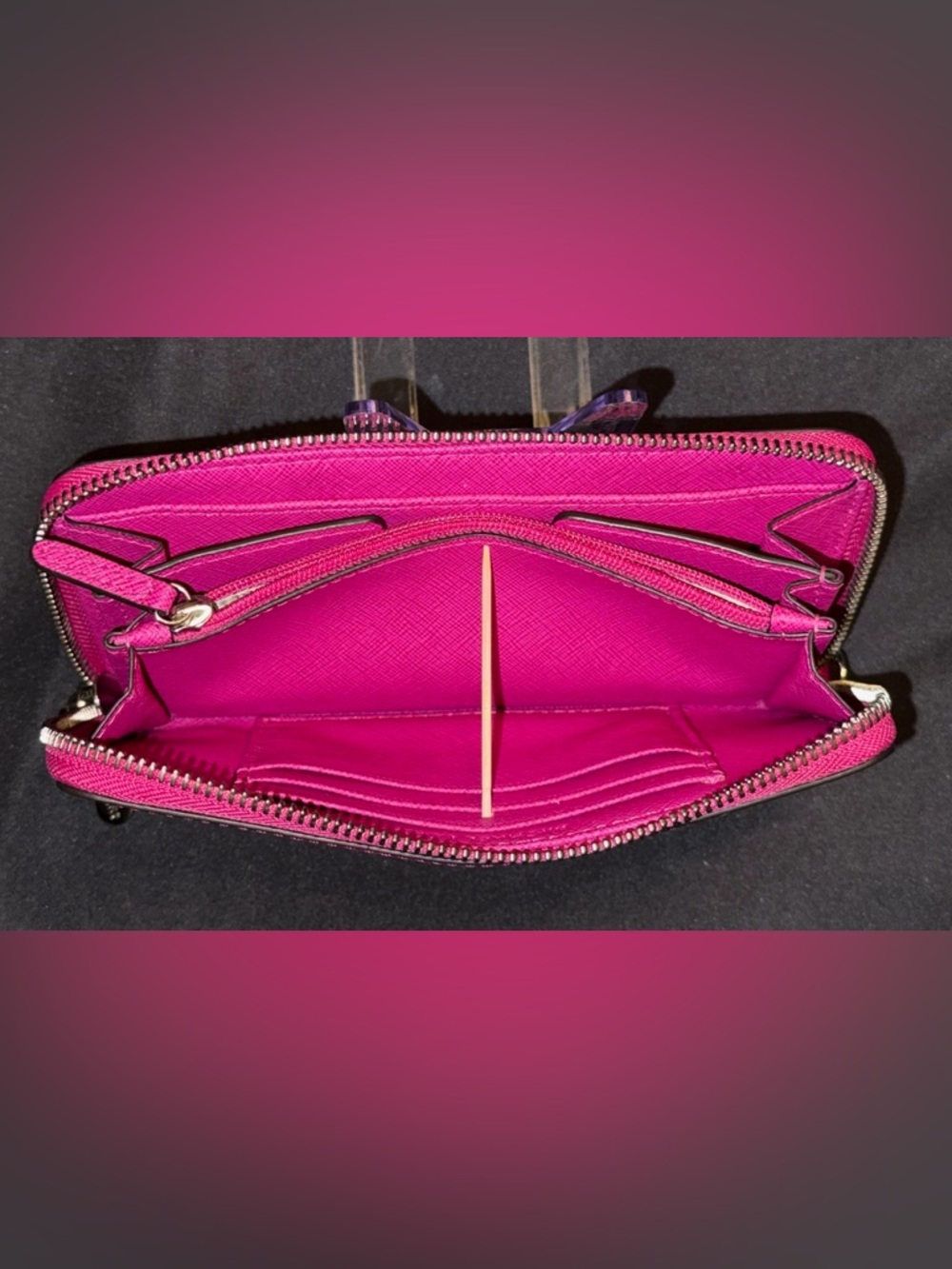 Michael Kors Jet Set Travel Continental Wristlet Wallet Pink Saffiano Leather - Picture 11 of 12